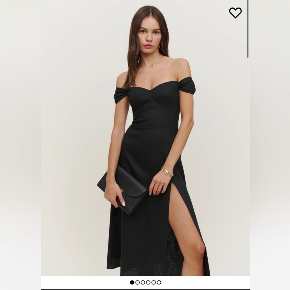 NWT Reformation BLACK BRIDGERTON LINEN MIDI DRESS Size 2